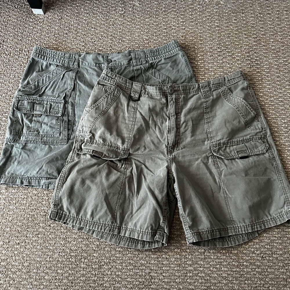 Olive Green Cargo Shorts Set